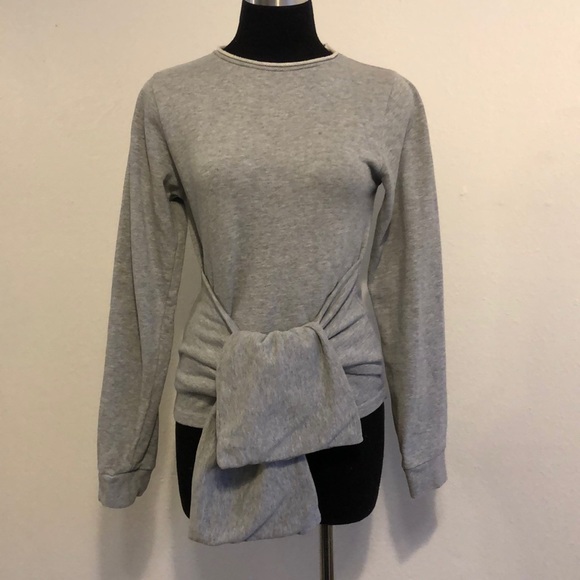 Cheap Monday Tops - Cute Cheap Monday gray sweatshirt with tie detail